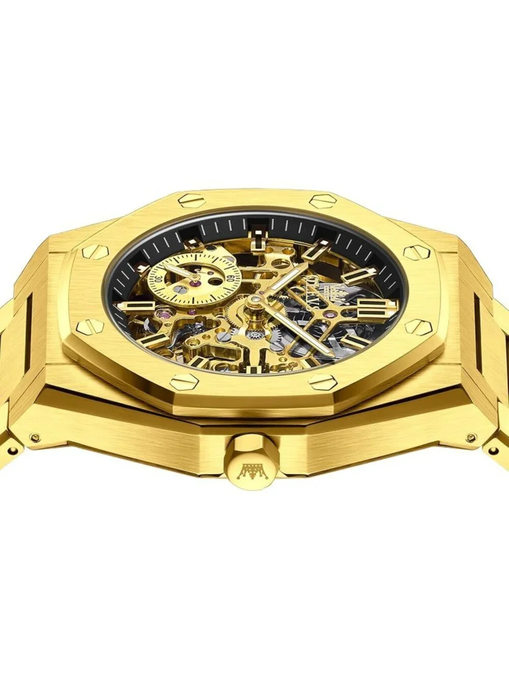 Mens Gold Geometric Quartz Stainless Waterproof Luminous Luxury Wooden Watch